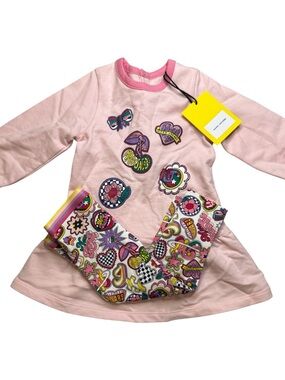 Marc Jacobs Pink Long Sleeve Tunic Top with Colorful Patch Graphics